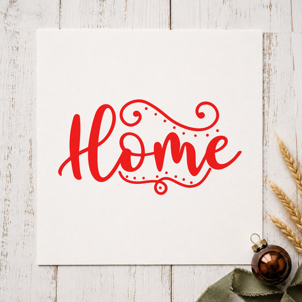 Home Flourishing Script Rubber Stamp – Wood Handle in use 5
