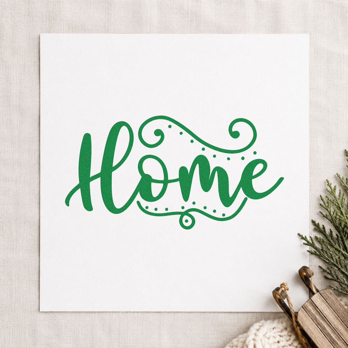 Home Flourishing Script Rubber Stamp – Wood Handle in use 6