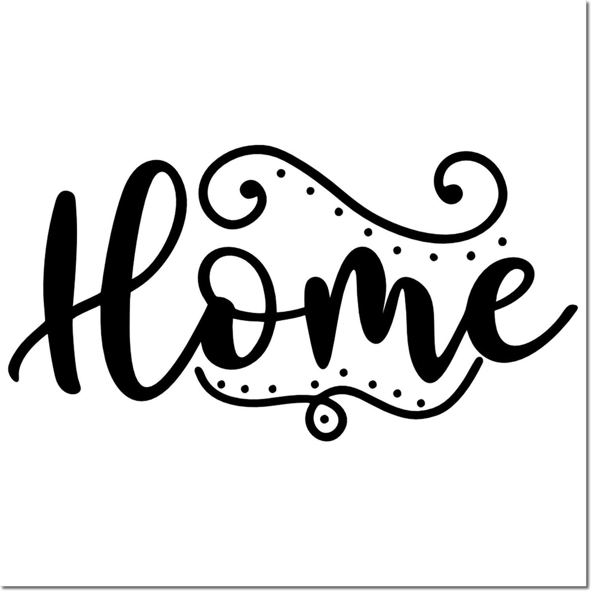 Decorative Home script rubber stamp design with swirls for farmhouse decor and craft projects