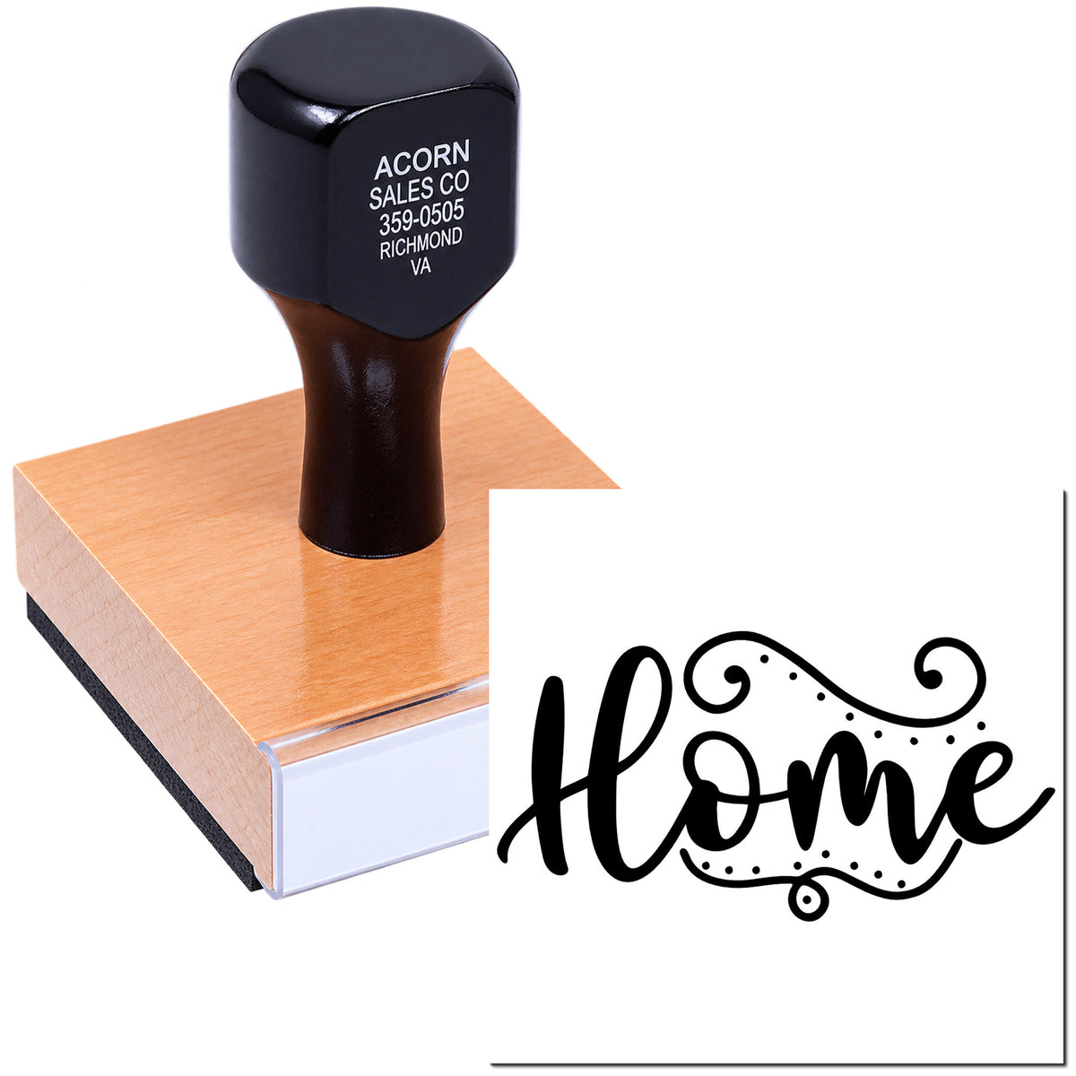 Custom rubber stamp with decorative Home design for crafts, branding, and personalized stamping.