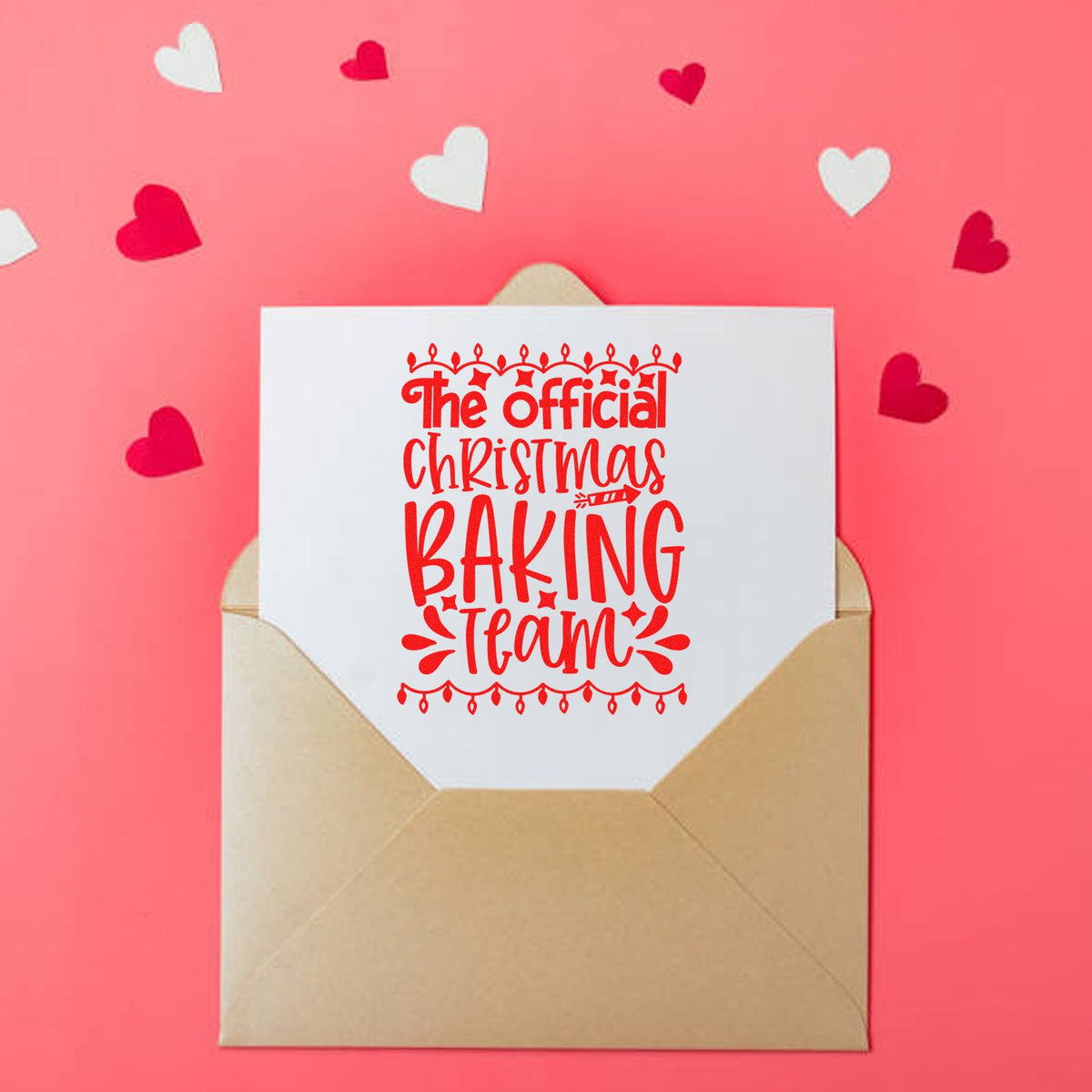 Official Christmas Baking Team rubber stamp shown in red ink, stamped for projects such as team roster album.