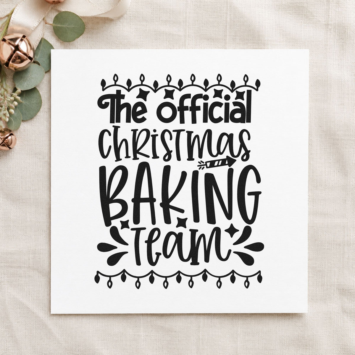 Official Christmas Baking Team rubber stamp printed in black ink, ready for official team cards and similar paper crafts.