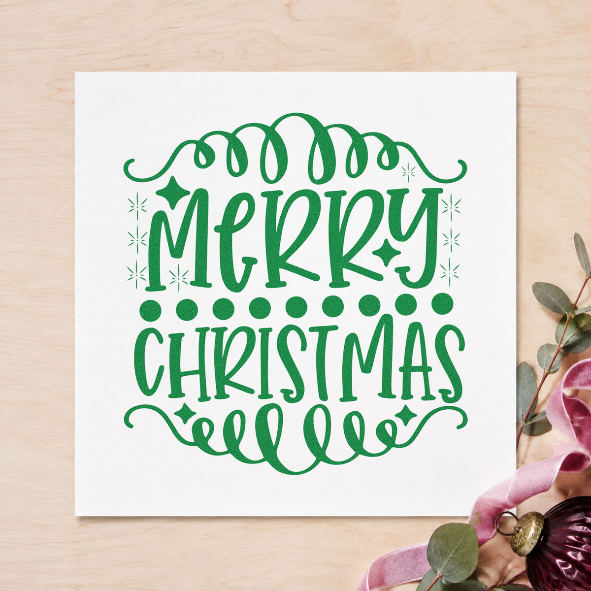 Merry Christmas Loop Borders Compact Pre-Inked Stamp – Slim in use 6