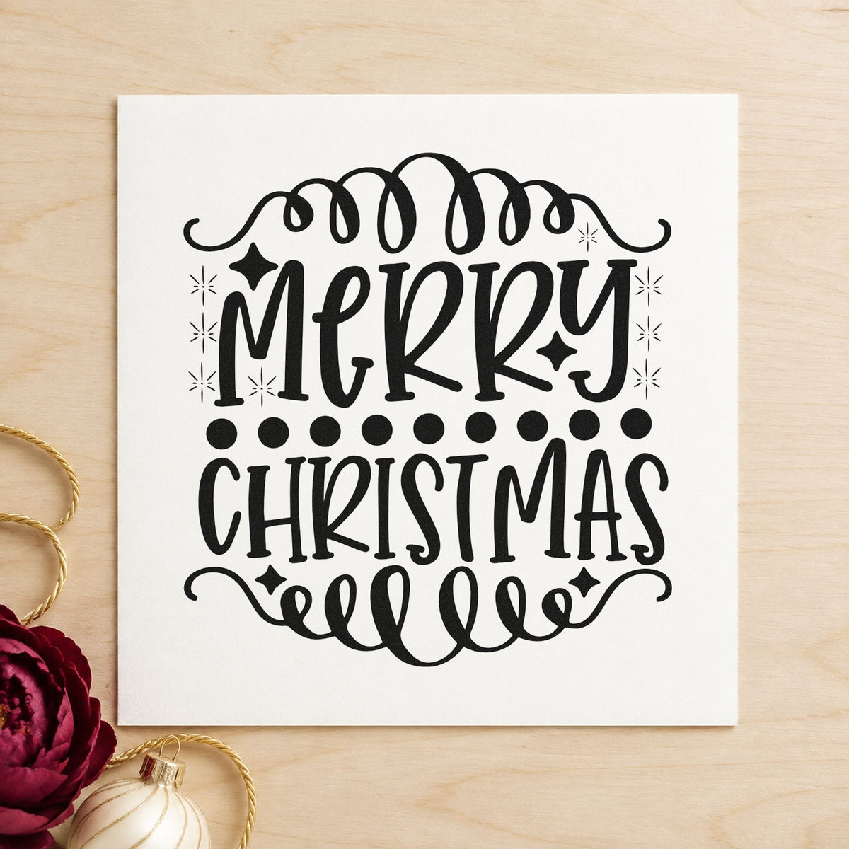 Merry Christmas Loop Borders Stamp – Wood Handle in use 9