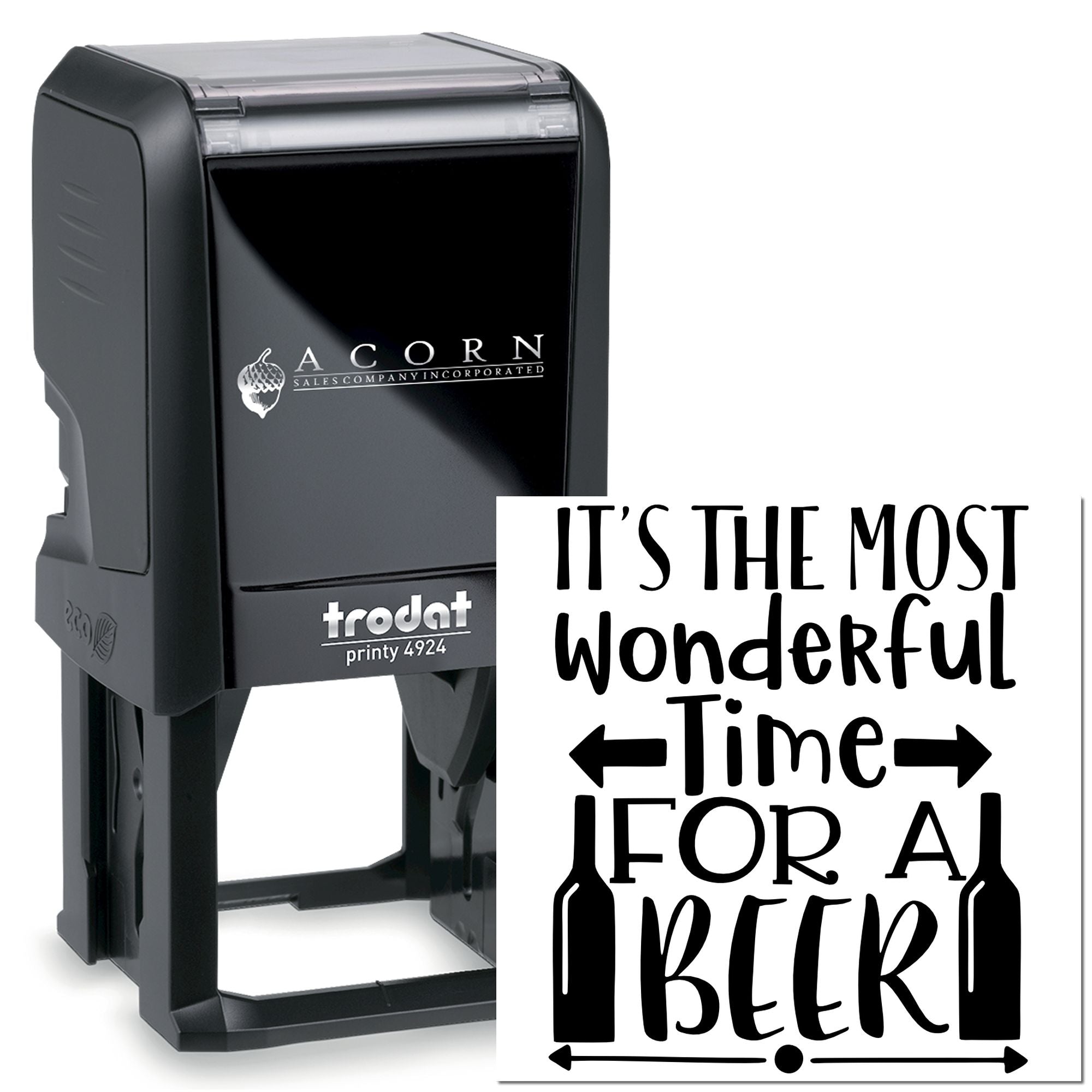 Trodat Printy 4924 custom self-inking rubber stamp with business logo and personalized imprint for office branding.