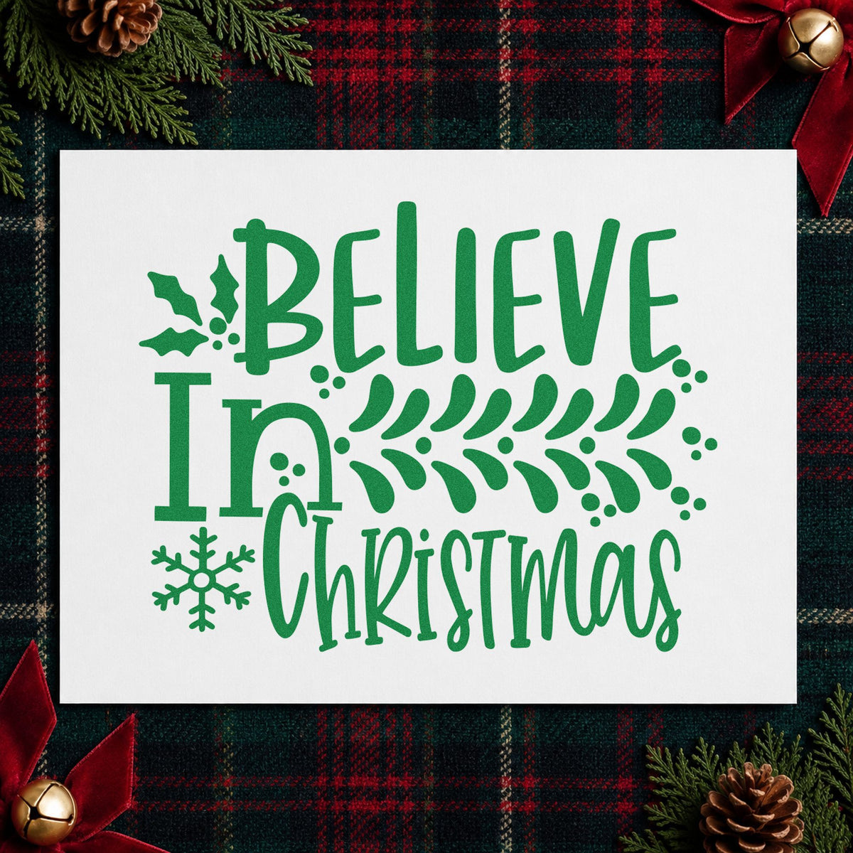 Believe In Christmas Branch Leaf Accents Stamp – Self-Inking in use 6
