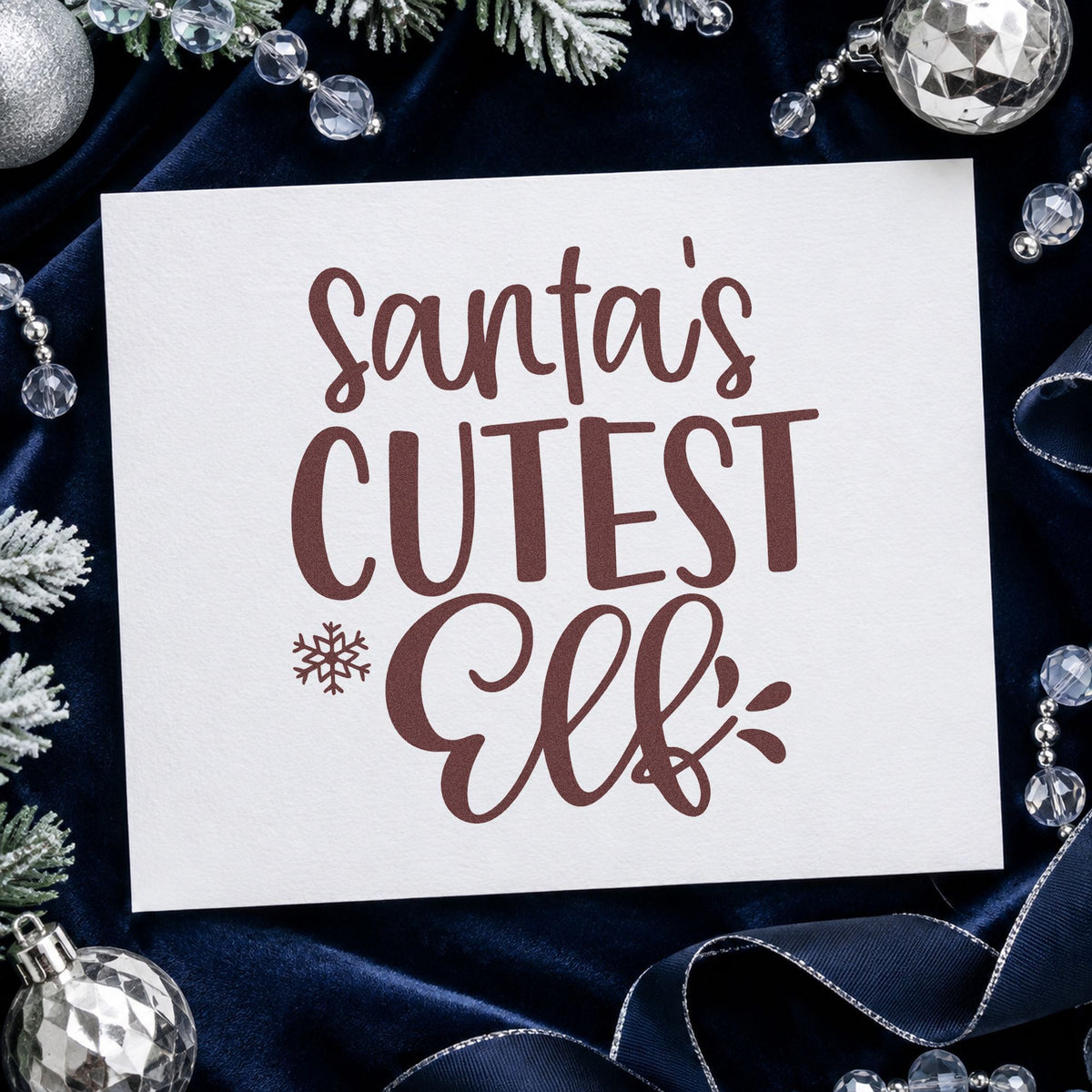Santa's Cutest Elf Lettering Rubber Stamp – Duo Hand in use 4
