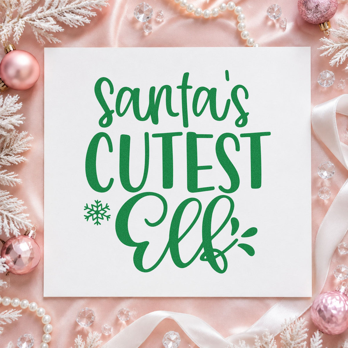 Santa's Cutest Elf Lettering Rubber Stamp – Duo Hand in use 6