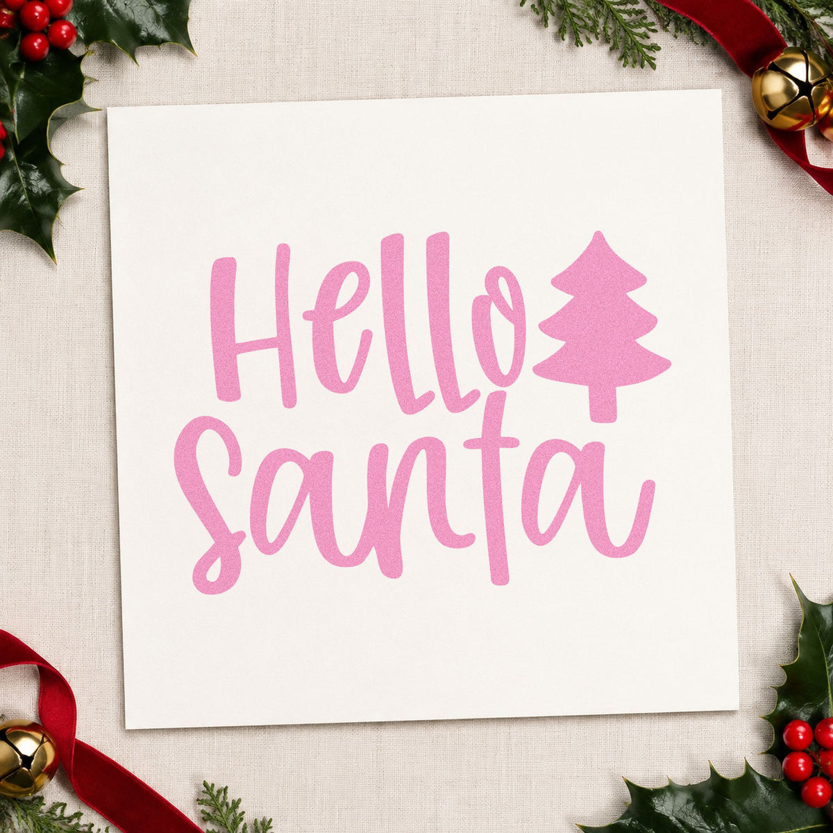 Hello Santa With Tree Rubber Stamp – Wood Handle in use 10