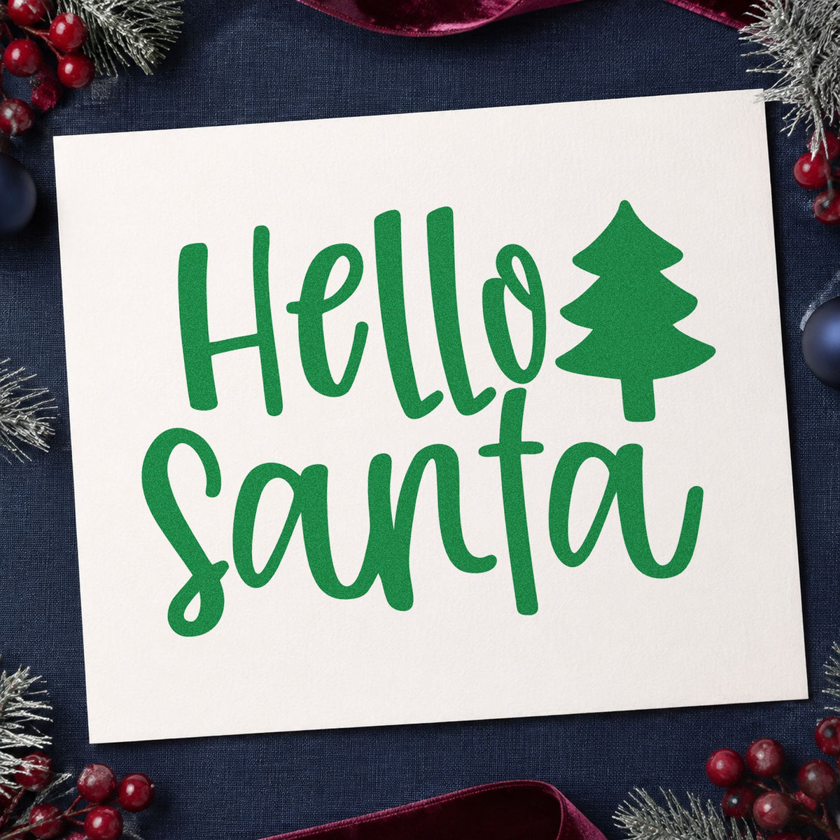 Hello Santa With Tree Rubber Stamp – Wood Handle in use 6