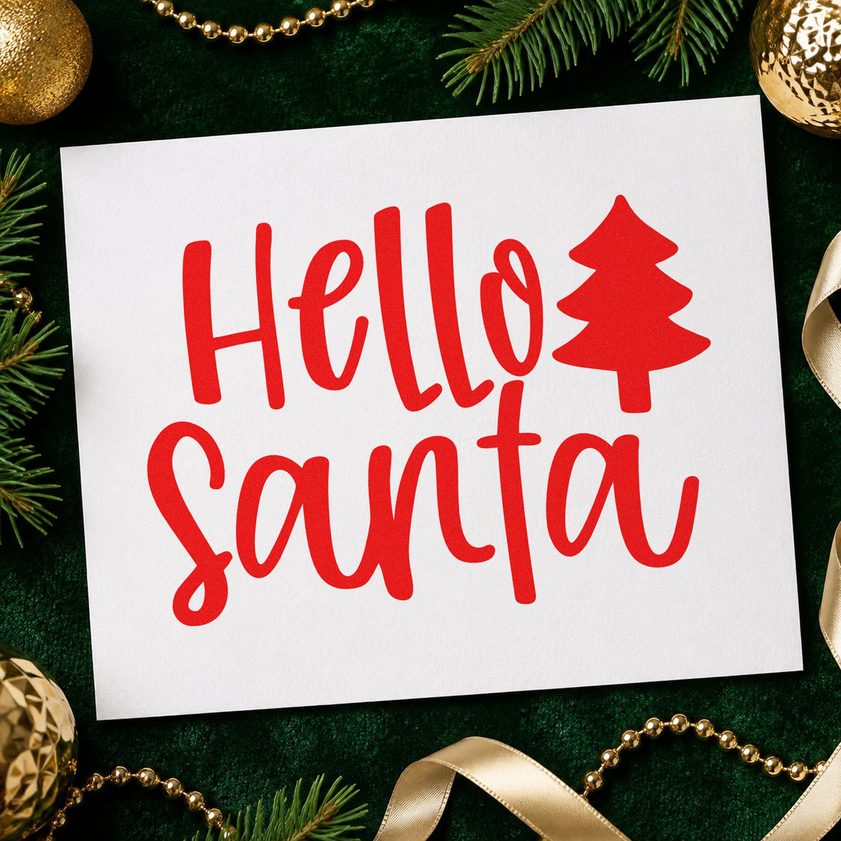Hello Santa With Tree Rubber Stamp – Wood Handle in use 7