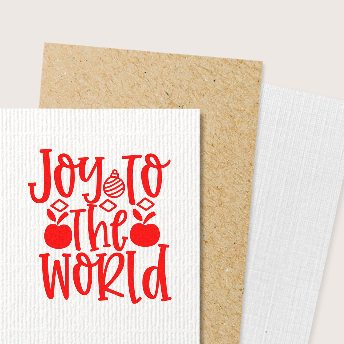 Joy to the World Christmas rubber stamp design in red, perfect for holiday cards, scrapbook pages, and festive paper crafts.