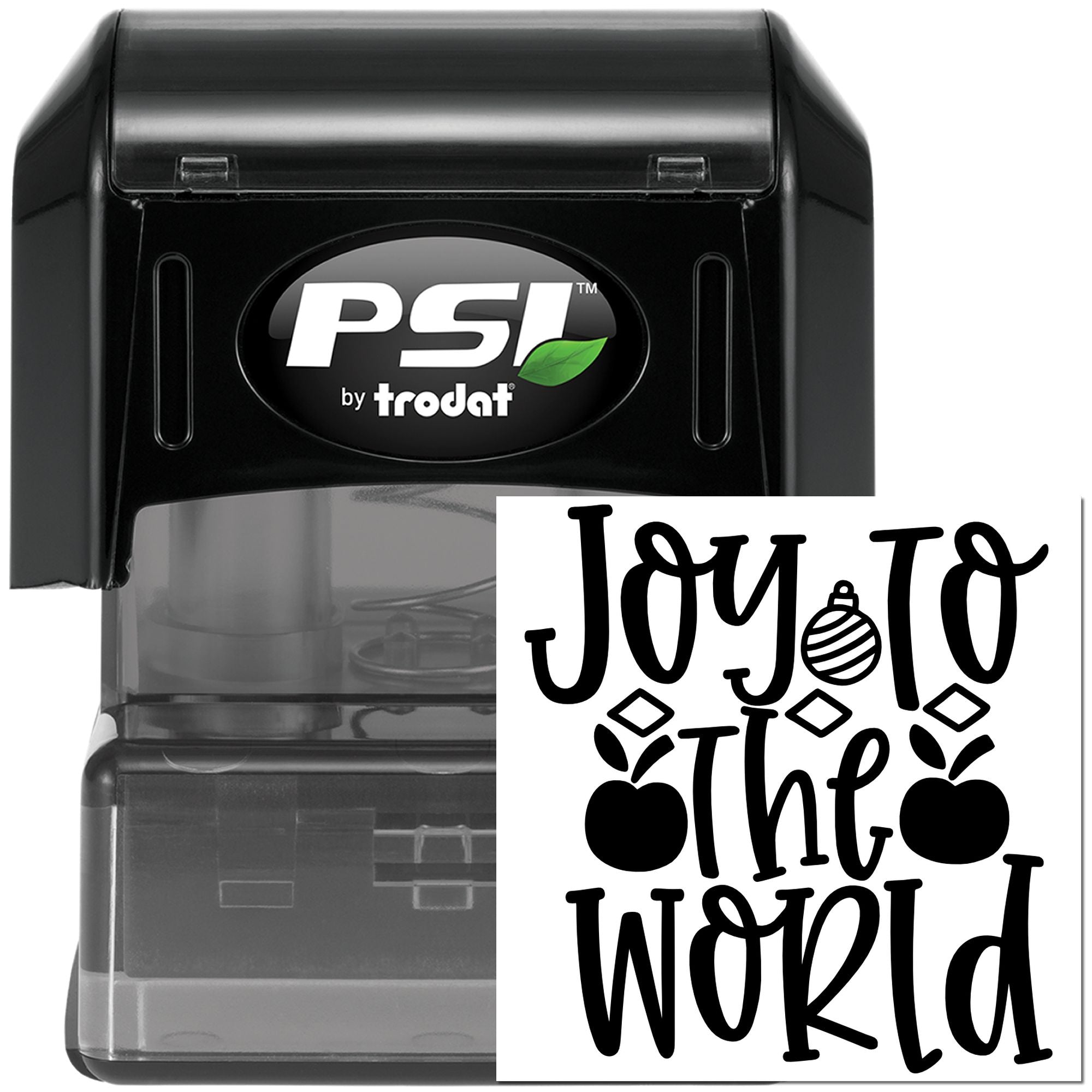 PSI by Trodat self-inking rubber stamp with Joy to the World Christmas holiday design