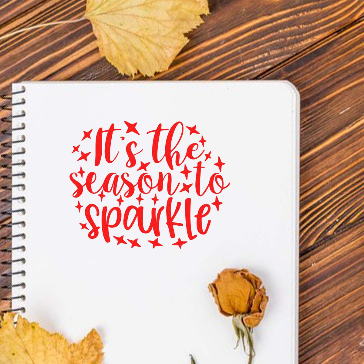 Season To Sparkle Stars rubber stamp shown in red ink, stamped for projects such as party look album.