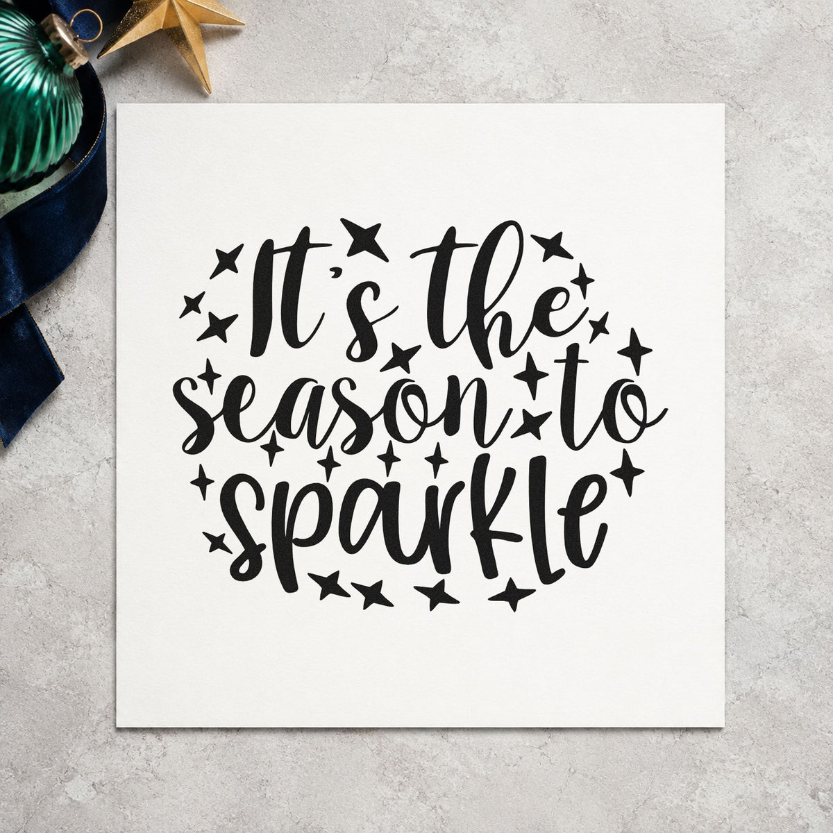 Season To Sparkle Stars rubber stamp printed in black ink, ready for assorted stars cards and similar paper crafts.