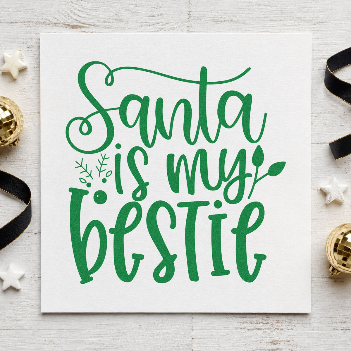 Santa Is My Bestie Snowflakes Hand Stamp – Duo in use 3