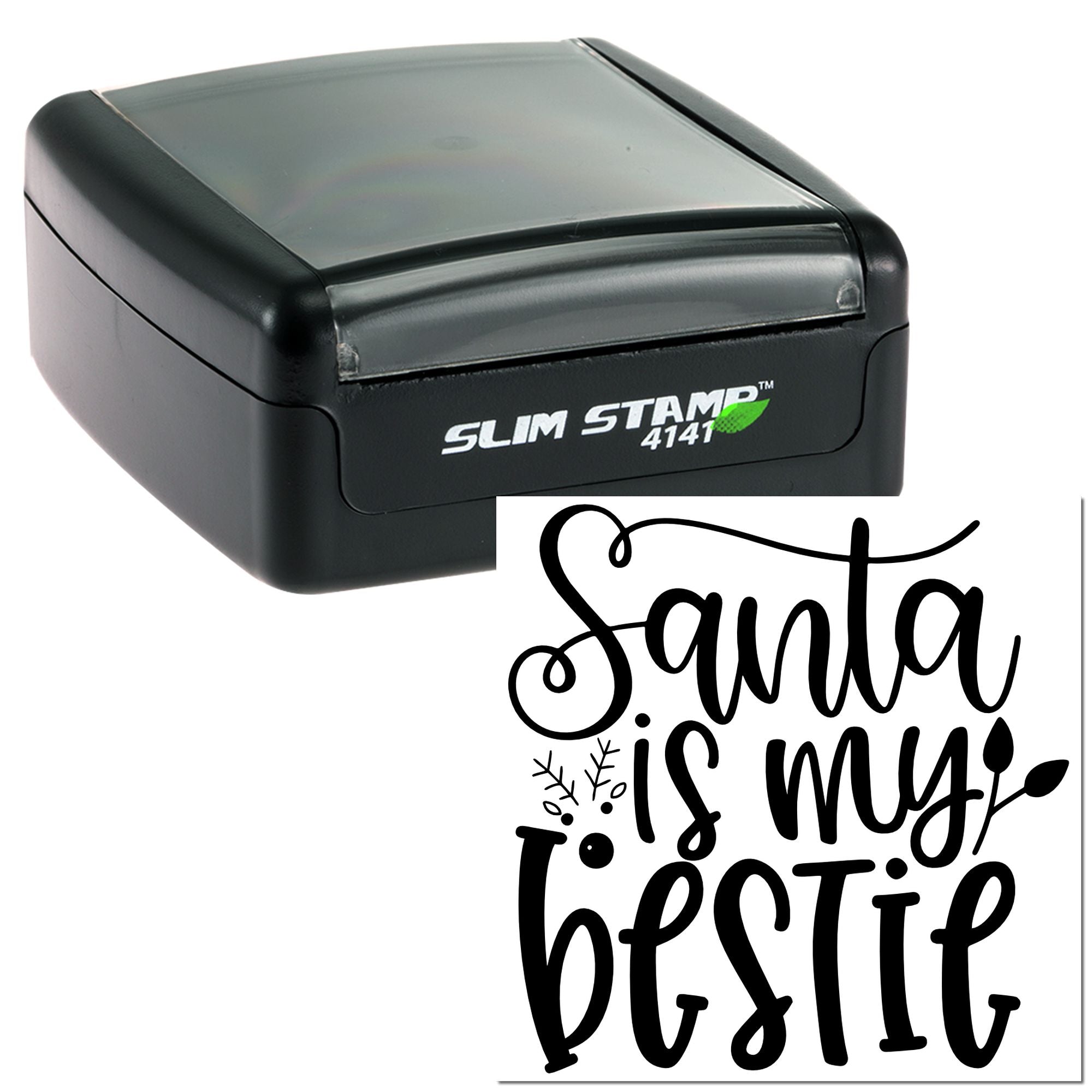 Self-inking Christmas rubber stamp with Santa is my bestie design for holiday cards, crafts, and gift packaging.