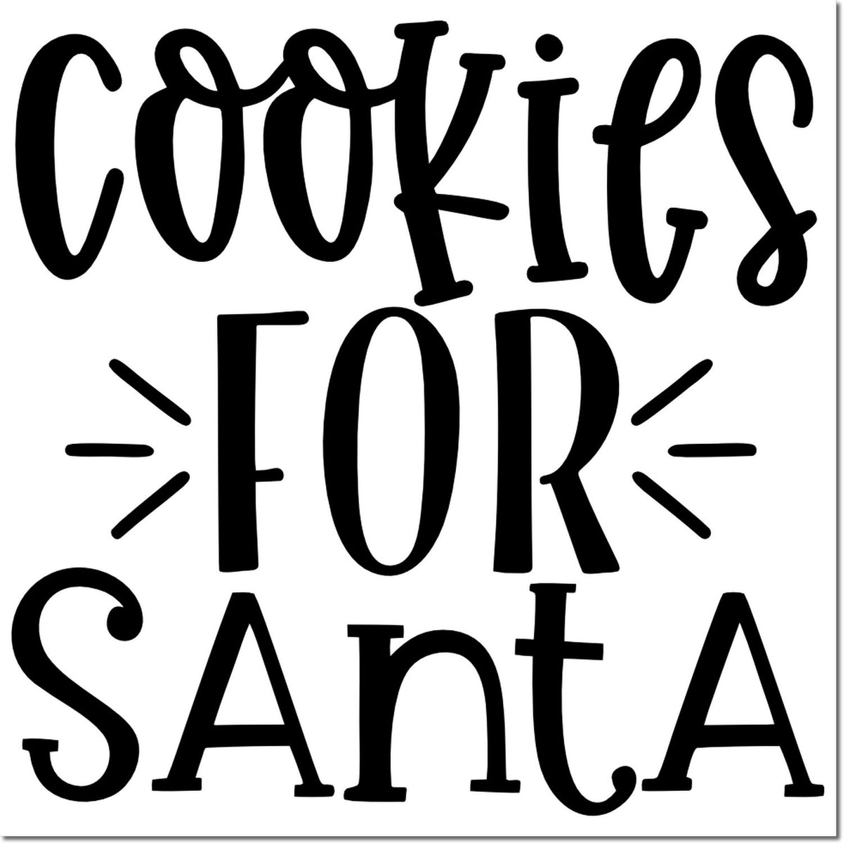 Cookies for Santa rubber stamp design for Christmas baking, gift tags, and holiday craft projects.