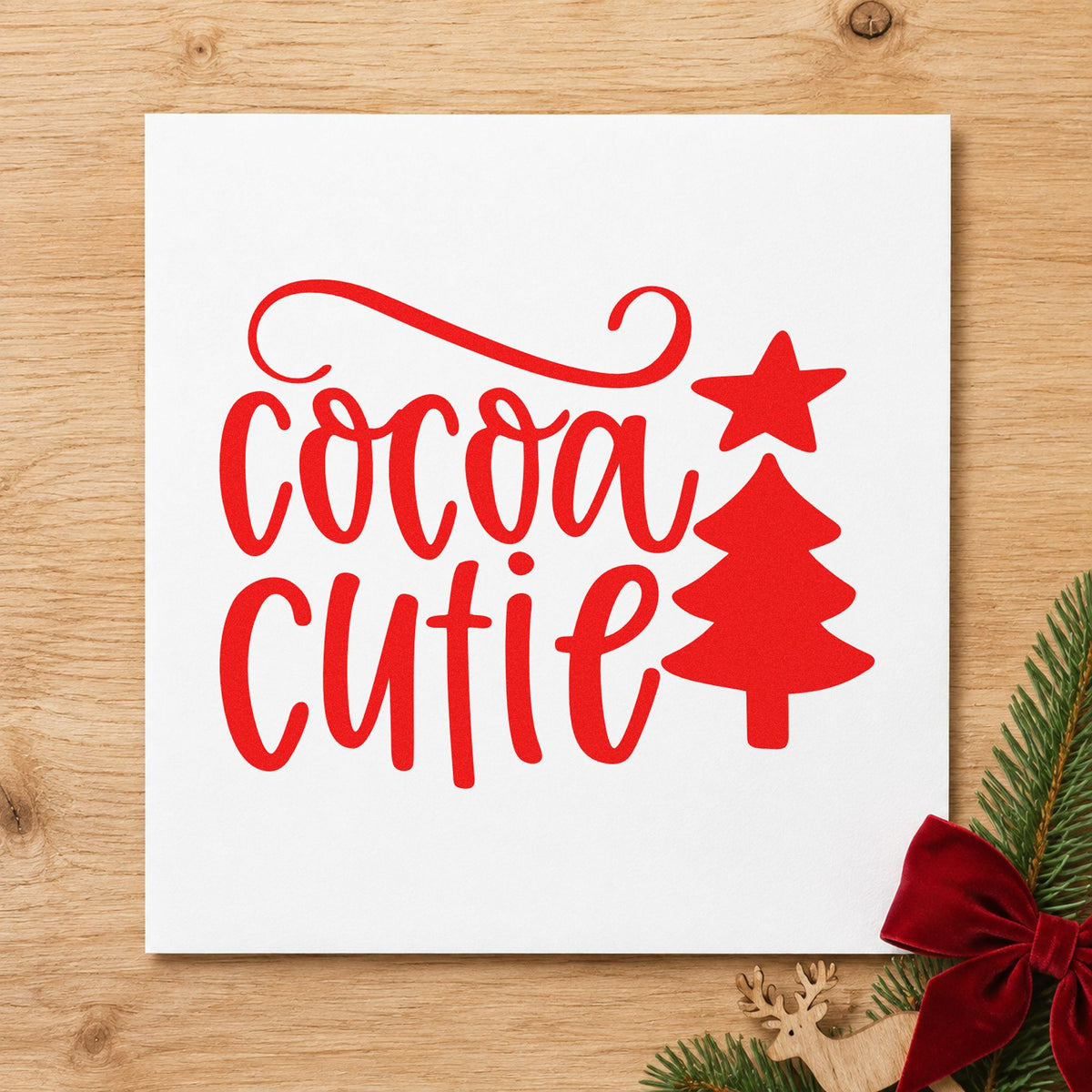 Cocoa Cutie Christmas Tree With Stars Rubber Stamp – Duo Hand in use 5