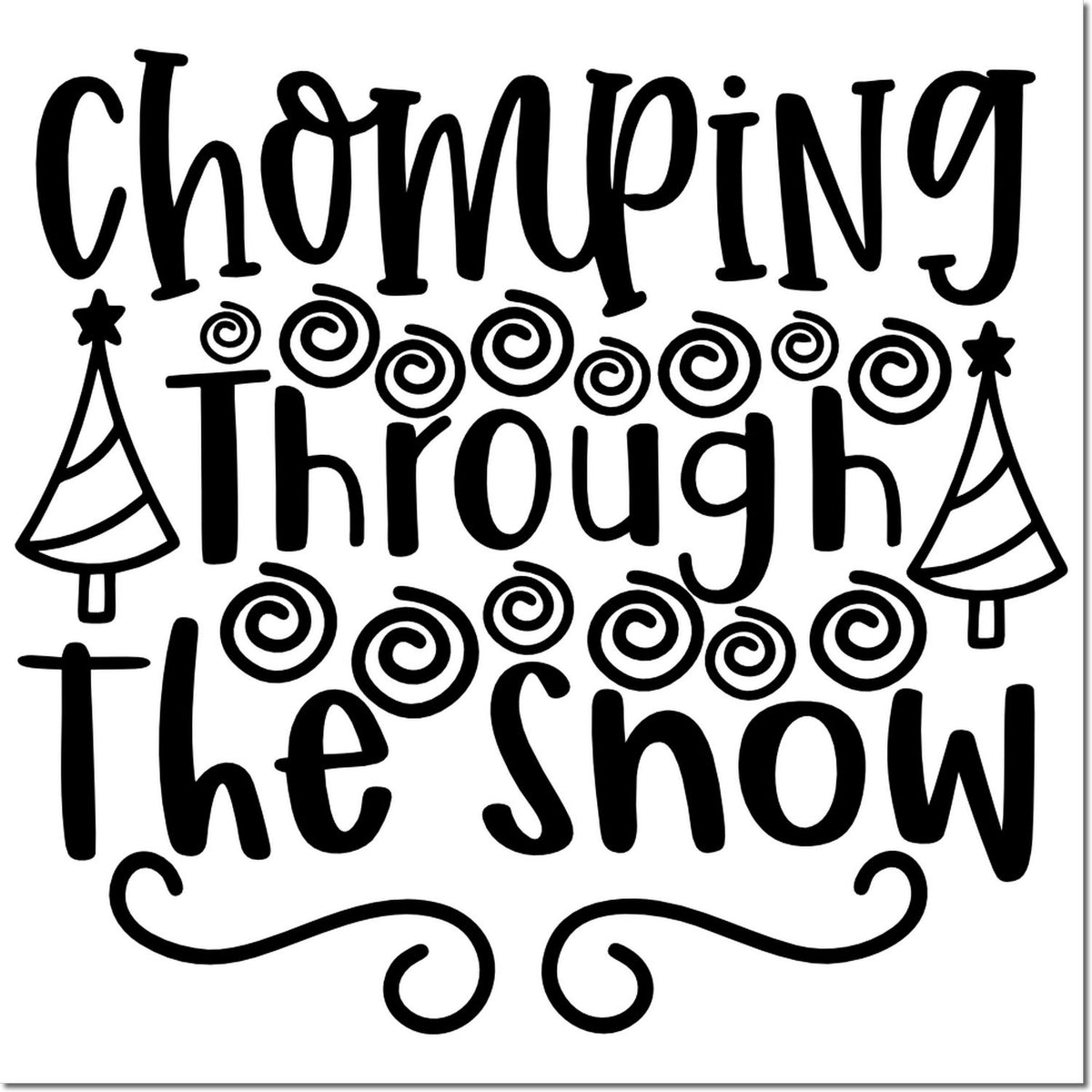 Chomping Through the Show rubber stamp design with playful party accents for event crafts, invitations, and classroom use.