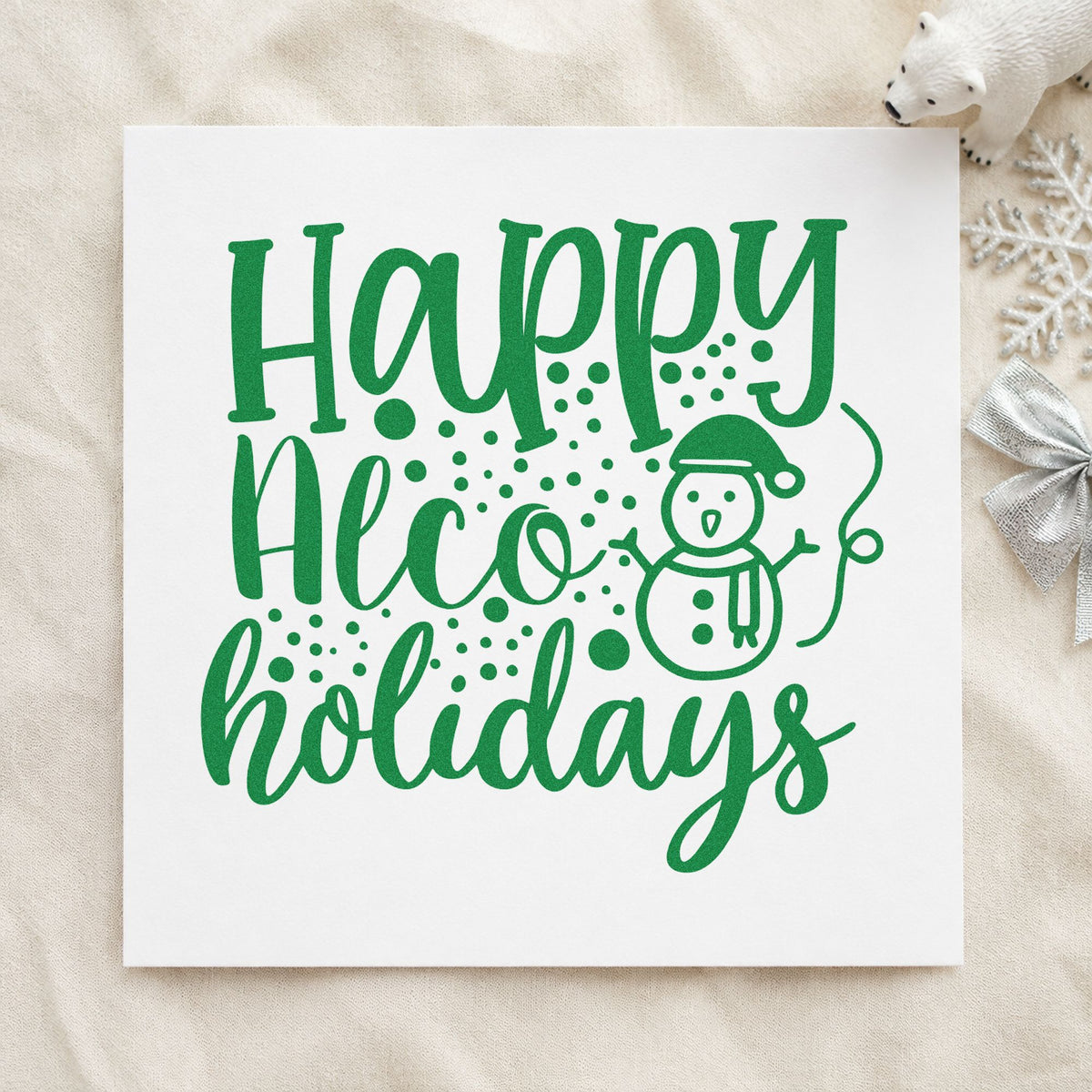Happy Alco Holidays Snowman PSI Pre-Inked Stamp in use 3