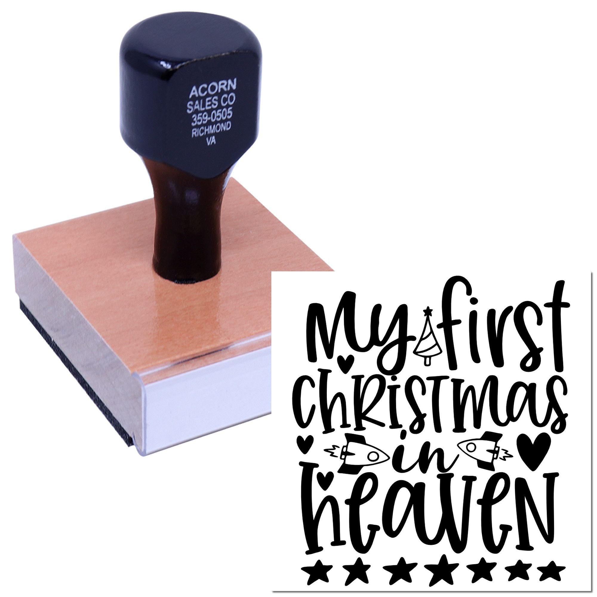 My First Christmas in Heaven rubber stamp design for memorial holiday cards, keepsakes, and remembrance crafts.