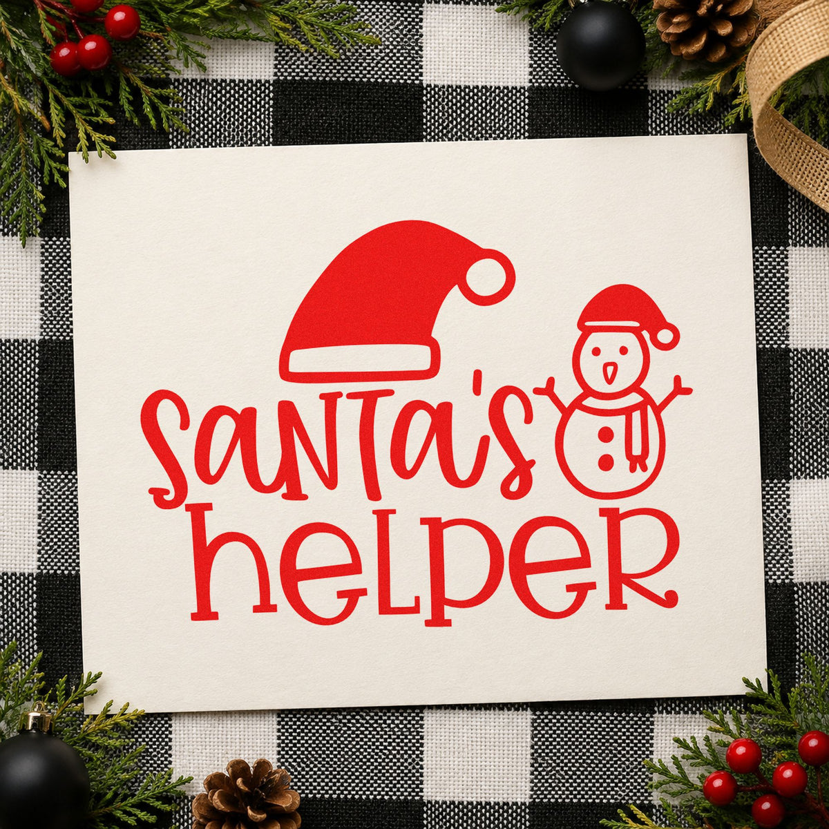 Santa's Helper Hat Snowman Lettering Duo Hand Stamp in use 5
