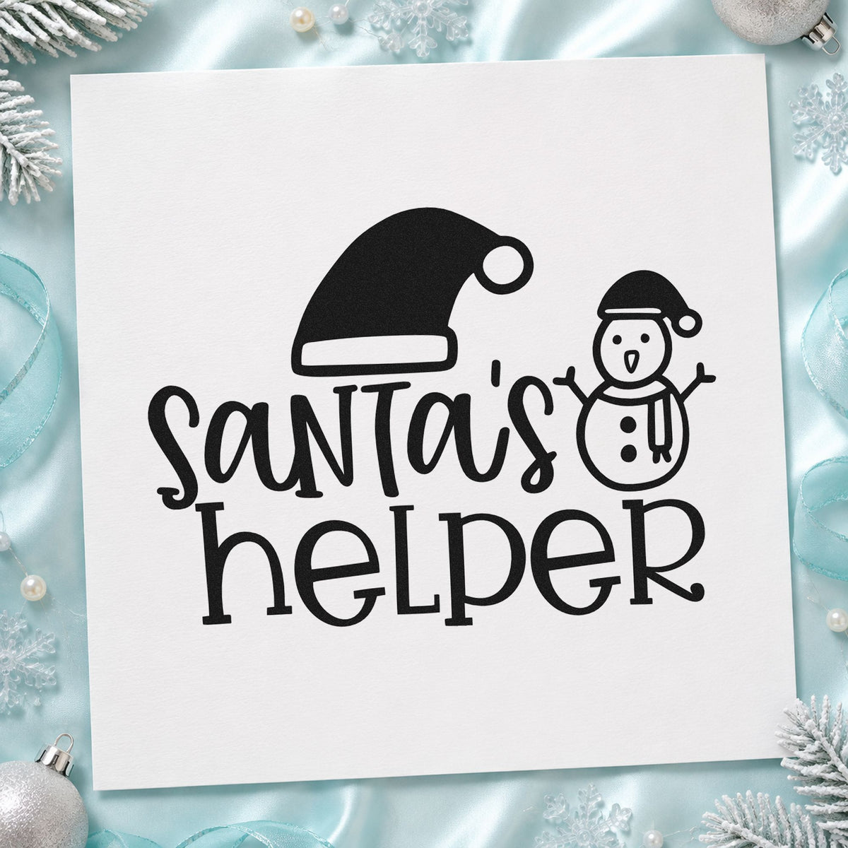 Santa's Helper Hat Snowman Lettering Duo Hand Stamp in use 9