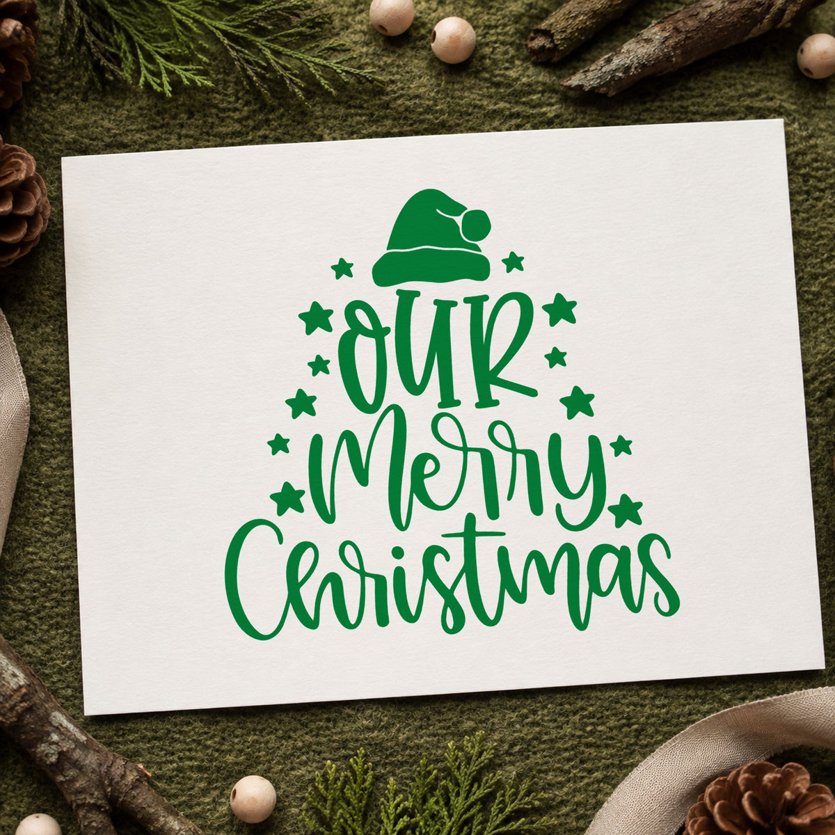 Our Merry Christmas Stars Rubber Stamp – Duo Hand in use 3