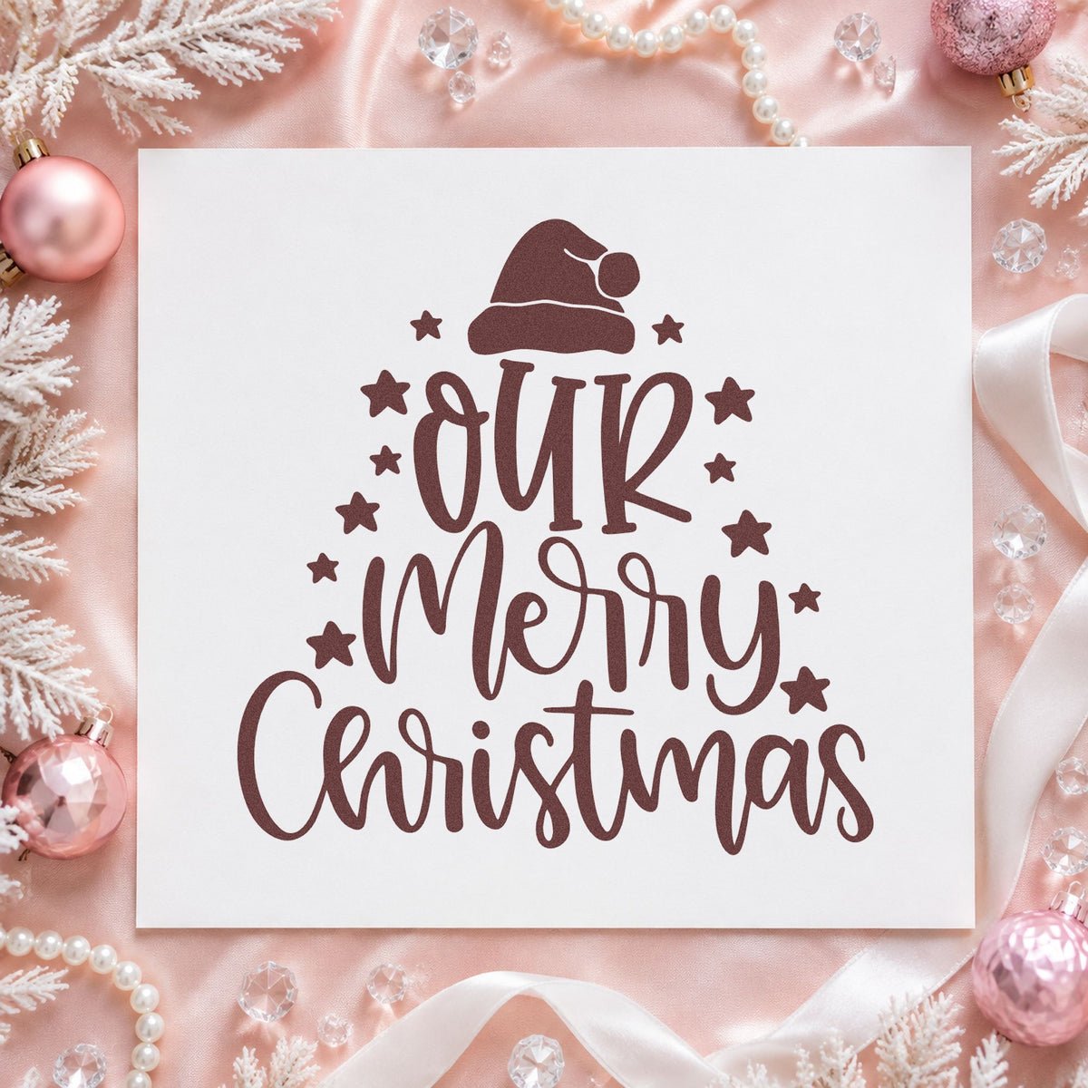 Our Merry Christmas Stars Rubber Stamp – Duo Hand in use 4