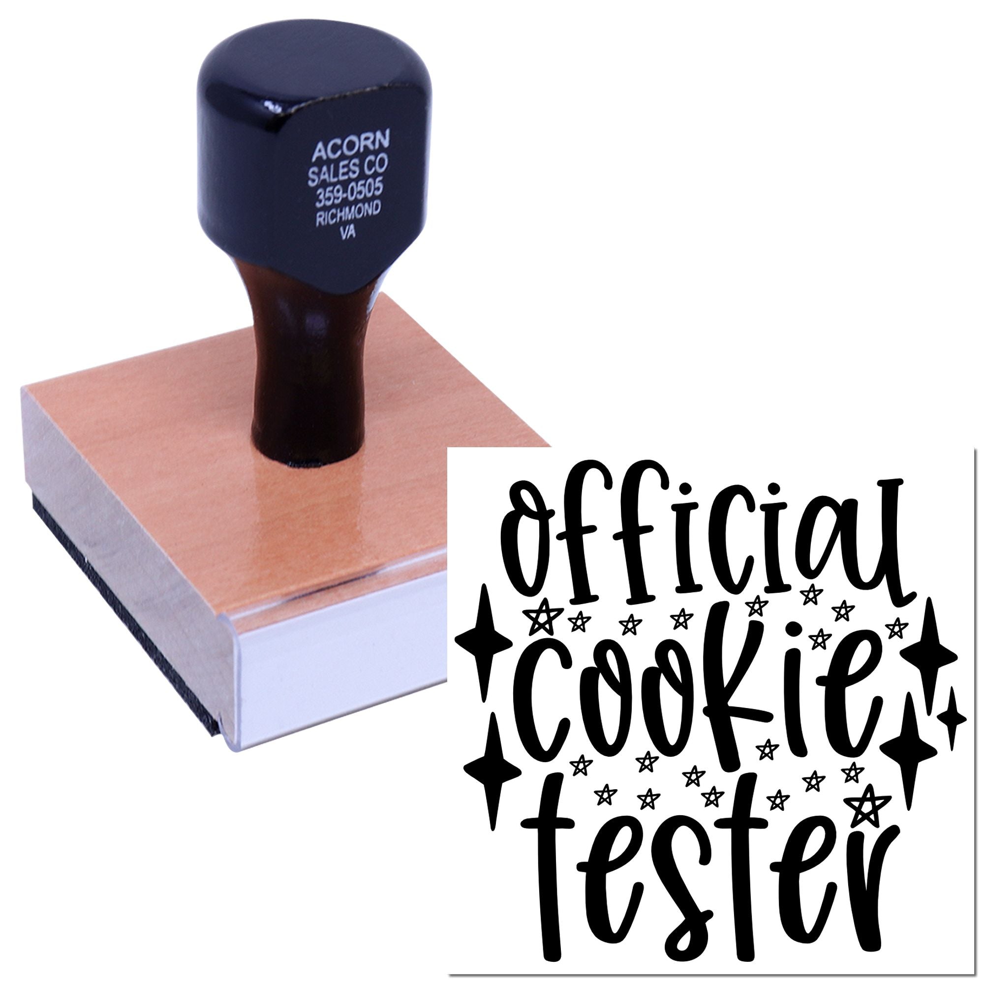 Custom rubber stamp with Official Cookie Tester design for bakeries, kitchen labels, and gift packaging