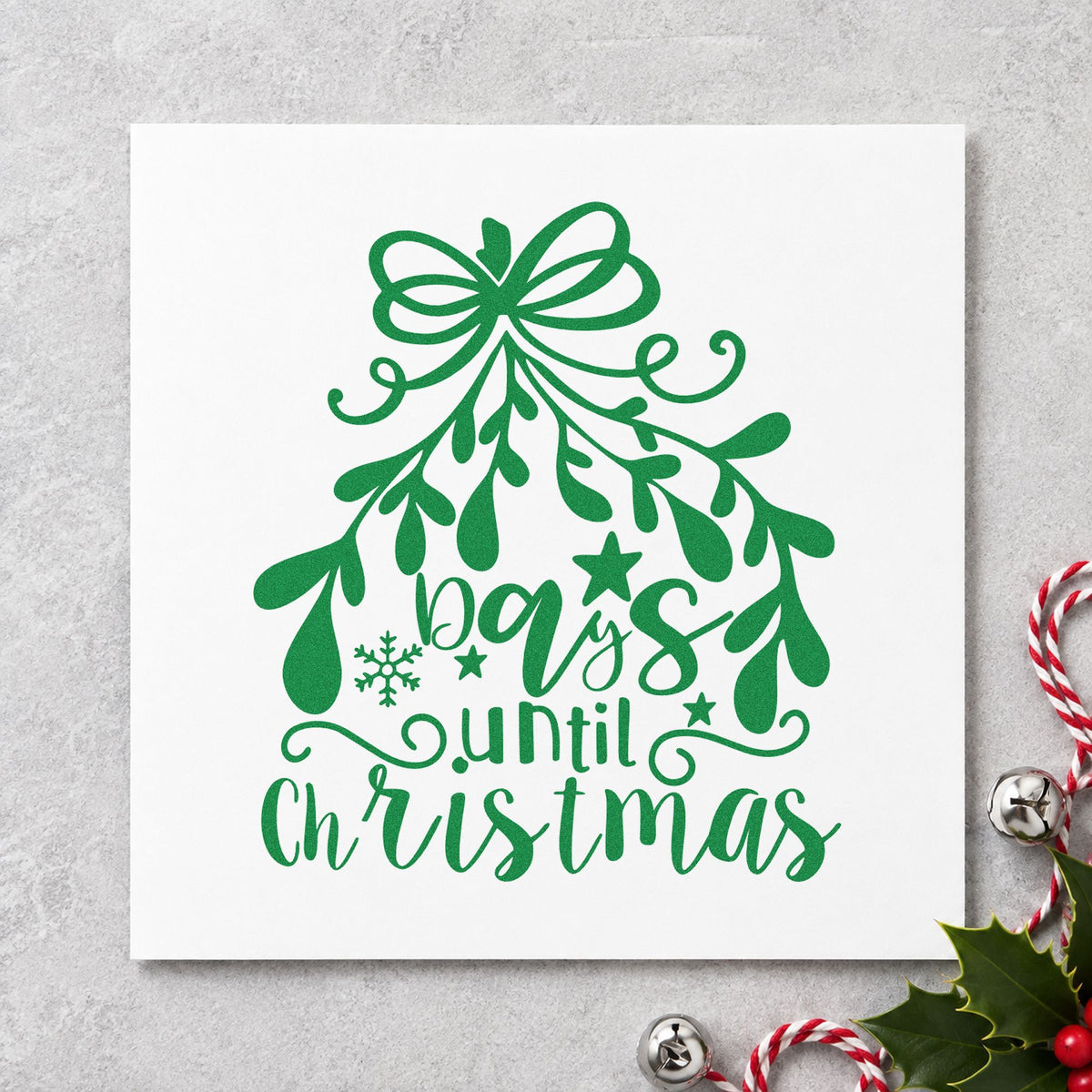 Days Until Christmas Mistletoe Botanical Sprig PSI Pre-Inked Stamp in use 3