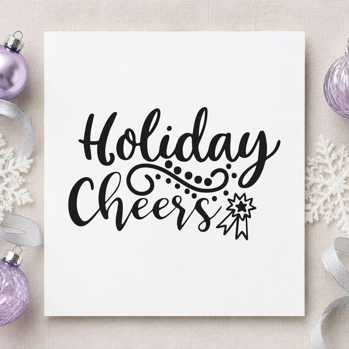 Holiday Cheers Starburst Flourish rubber stamp printed in black ink, ready for dotted flourish cards and similar paper crafts.
