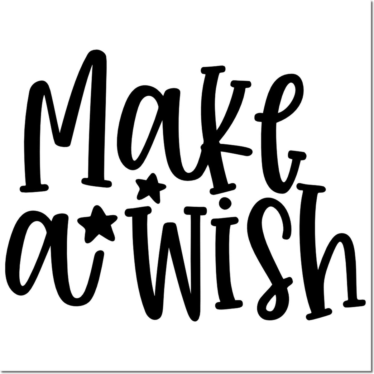 Make a Wish rubber stamp design with playful handwritten lettering for birthday cards and celebration crafts