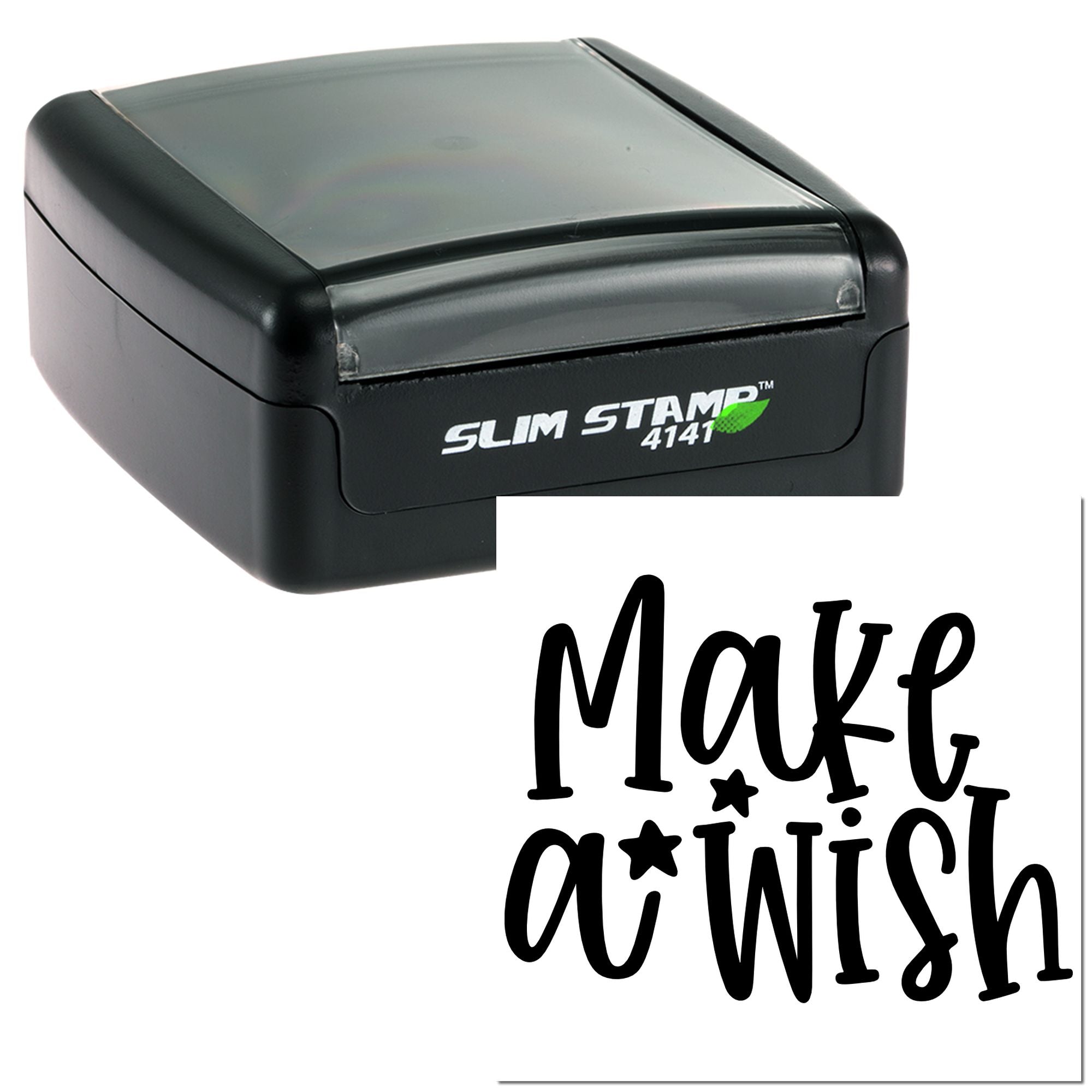 Slim Stamp 4141 self-inking rubber stamp with custom script imprint sample for personalized business or craft use