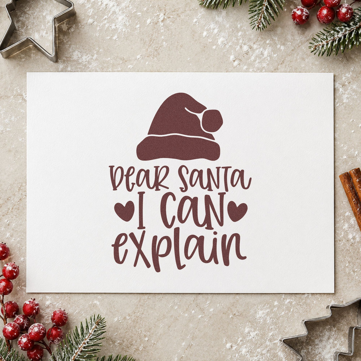 Slim Pre-Inked Dear Santa I Can Explain Hat Stamp in use 4