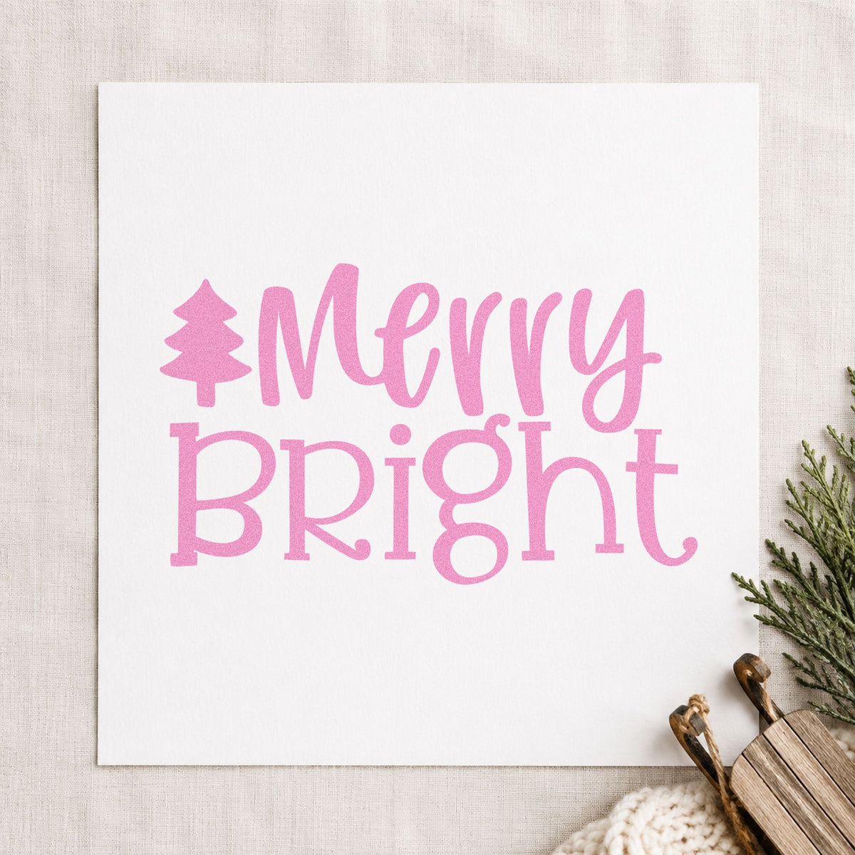Slim Pre-Inked Merry Bright Christmas Tree Stamp in use 10