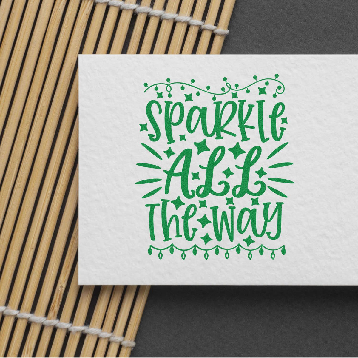 Green rubber stamp impression reading Sparkle Add the Way for handmade cards, scrapbooking, and craft projects.