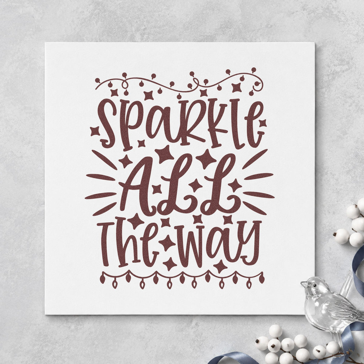 Sparkle All The Way Lights With Stars PSI Pre-Inked Stamp in use 4