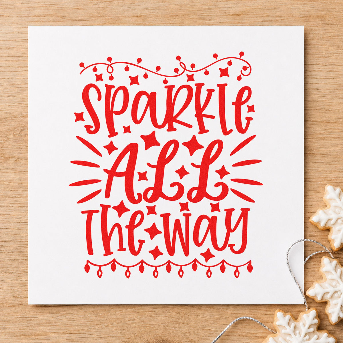 Sparkle All The Way Lights With Stars PSI Pre-Inked Stamp in use 5