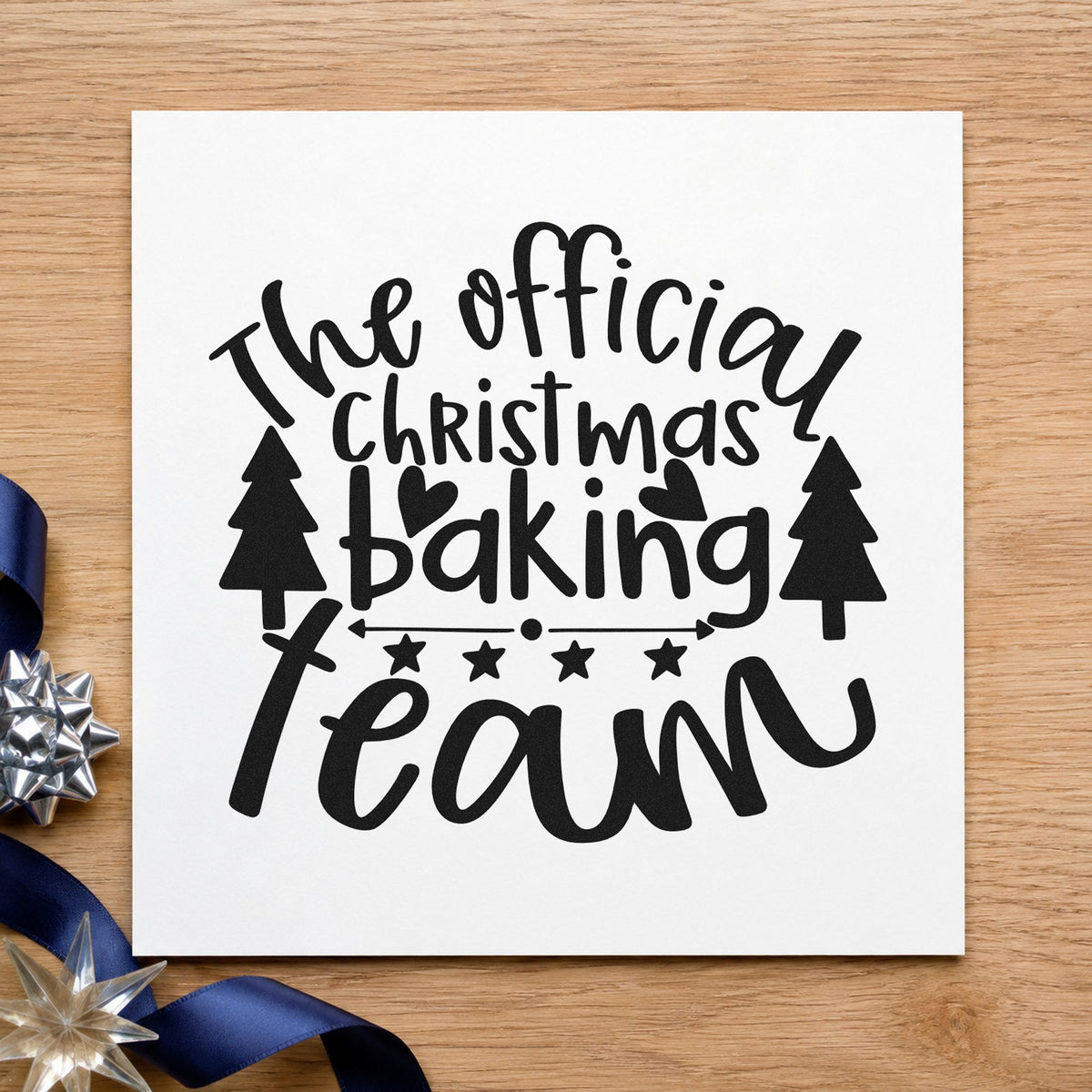 Official Christmas Baking Team rubber stamp printed in black ink, ready for arrow split team cards and similar paper crafts.