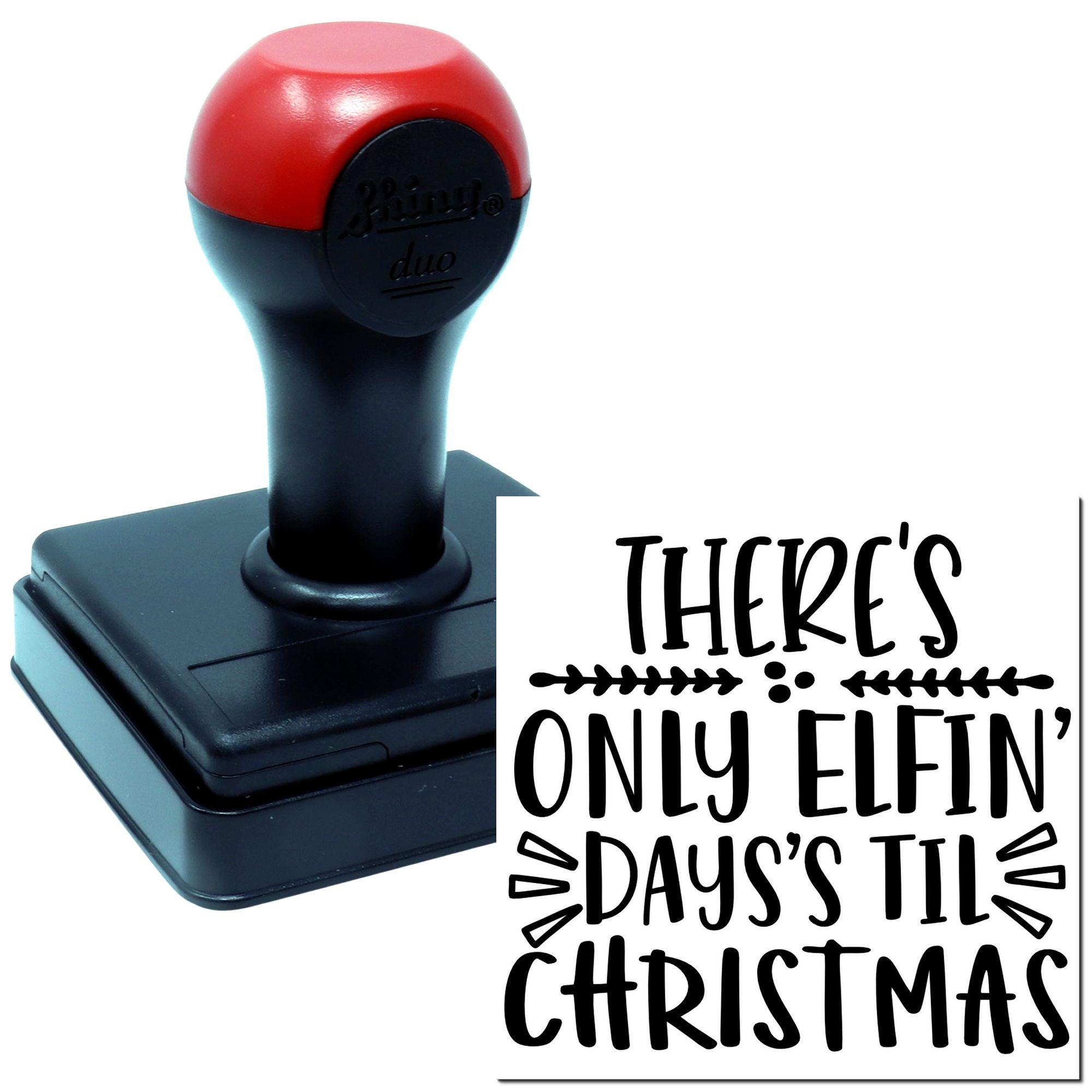 Custom self-inking rubber stamp with Christmas countdown message, Theres only eleven days till Christmas, for holiday crafts.