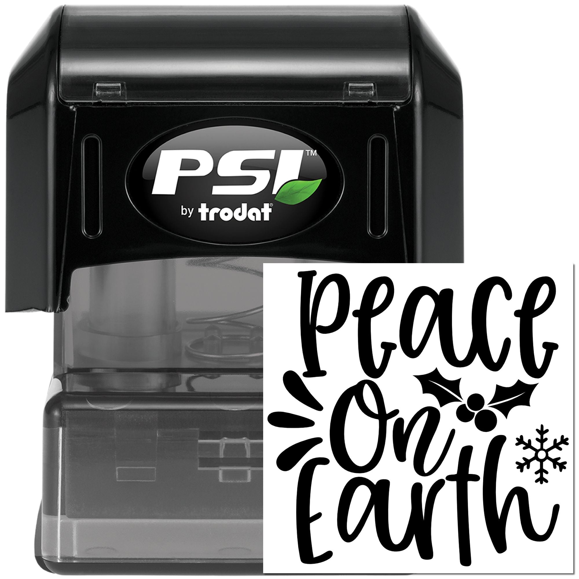 PSI by Trodat self-inking rubber stamp with Peace on Earth holiday design for festive card making