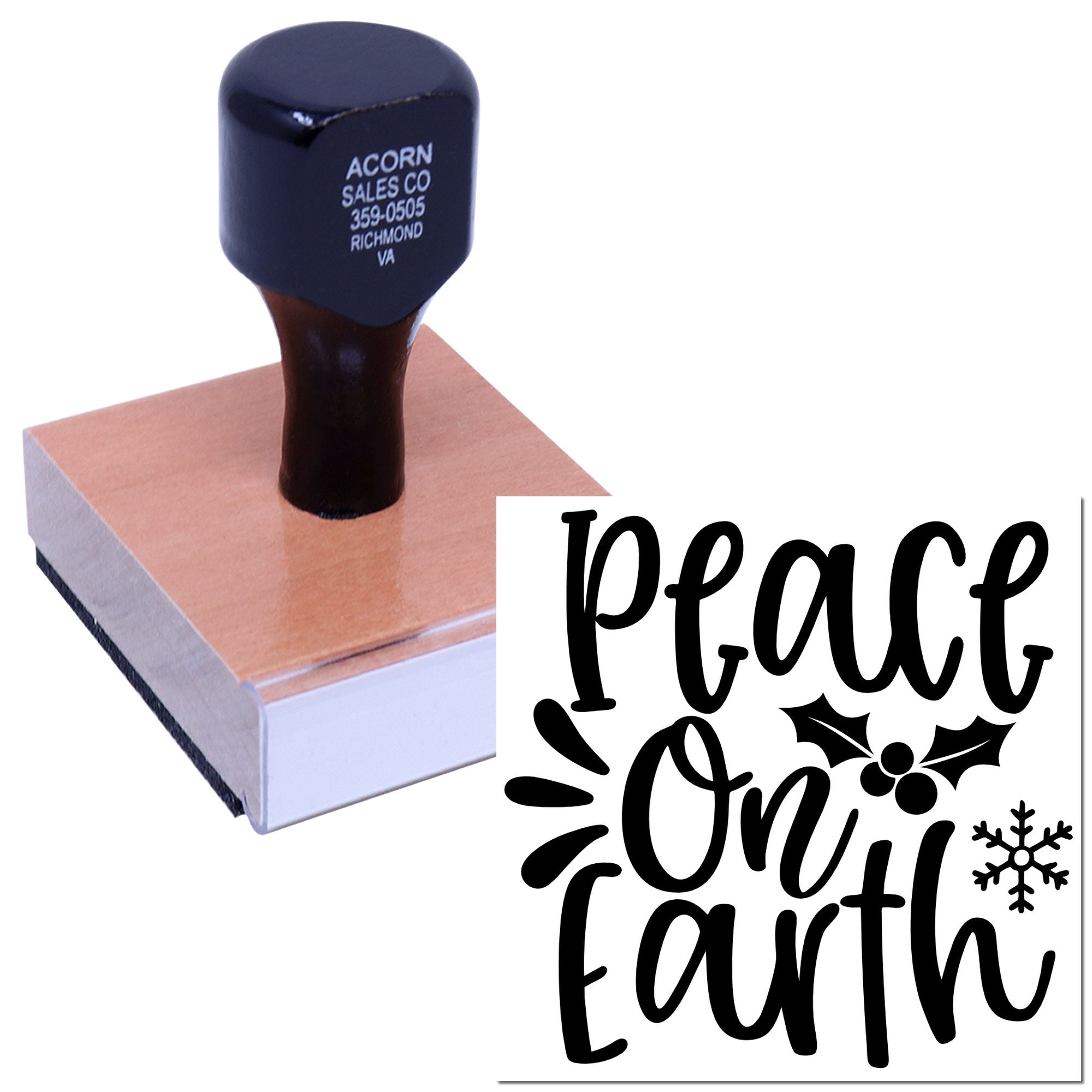 Peace On Earth holiday rubber stamp for Christmas cards, scrapbooking, and festive crafts