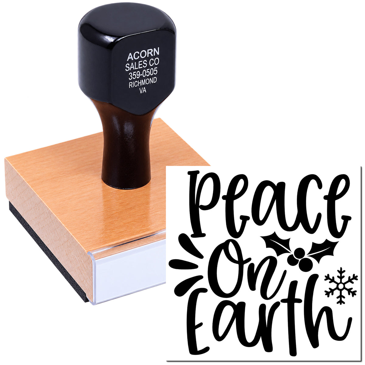 Peace On Earth holiday rubber stamp for Christmas cards, scrapbooking, and festive crafts