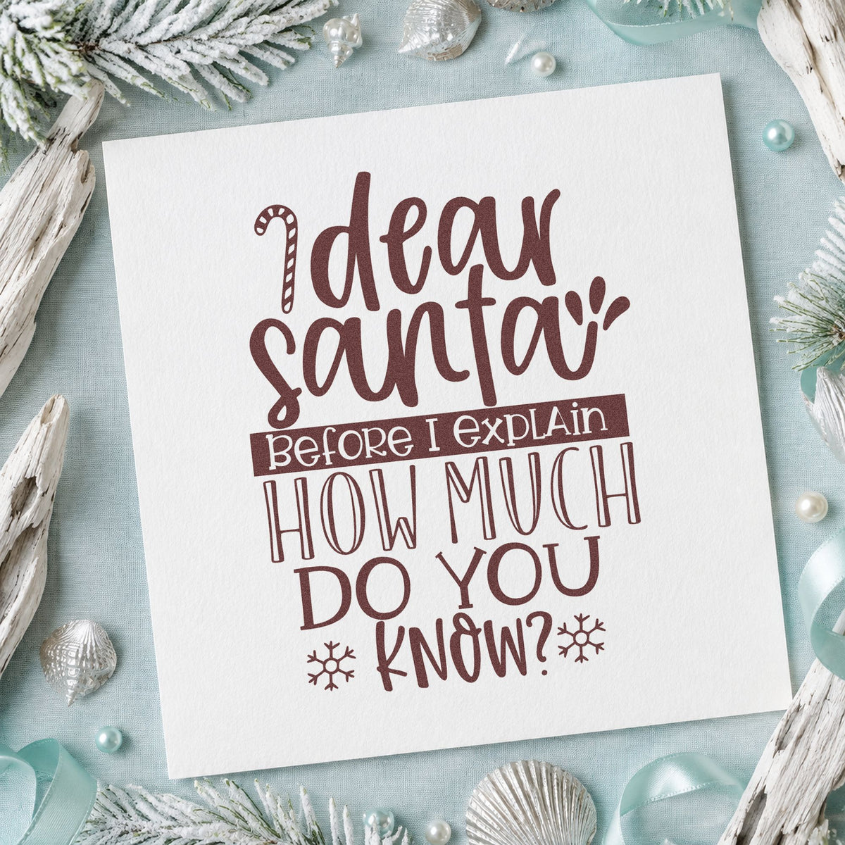 Dear Santa How Much Know Rubber Stamp – Duo Hand in use 4