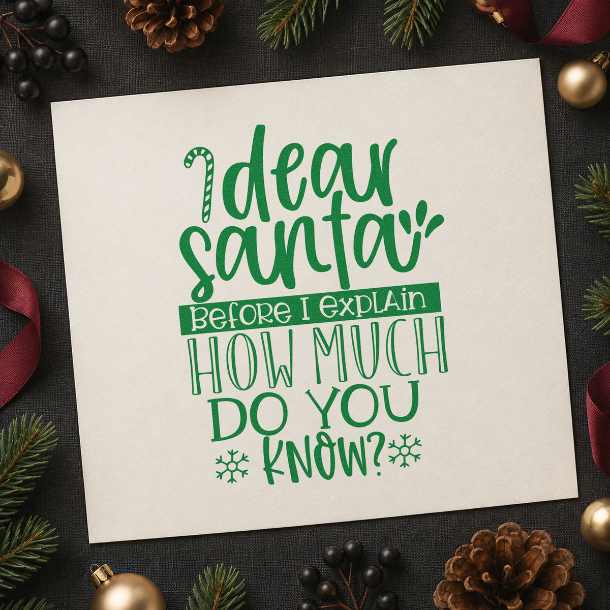 Dear Santa How Much Know Rubber Stamp – Duo Hand in use 6