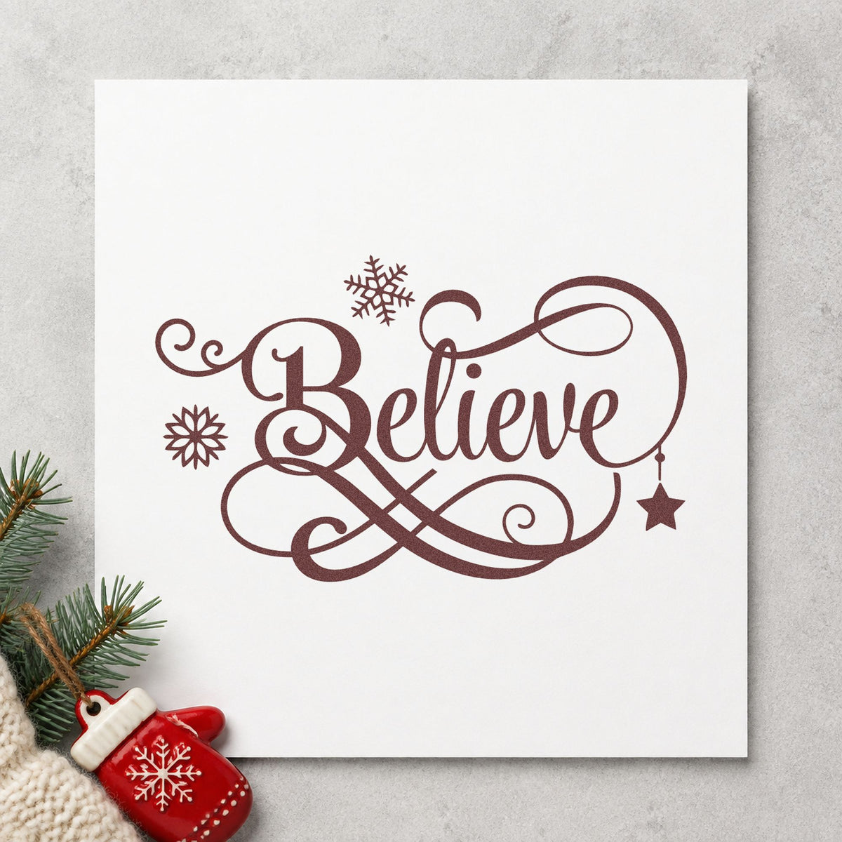 Believe Snowflakes Hanging Star Compact Pre-Inked Stamp – Slim in use 4