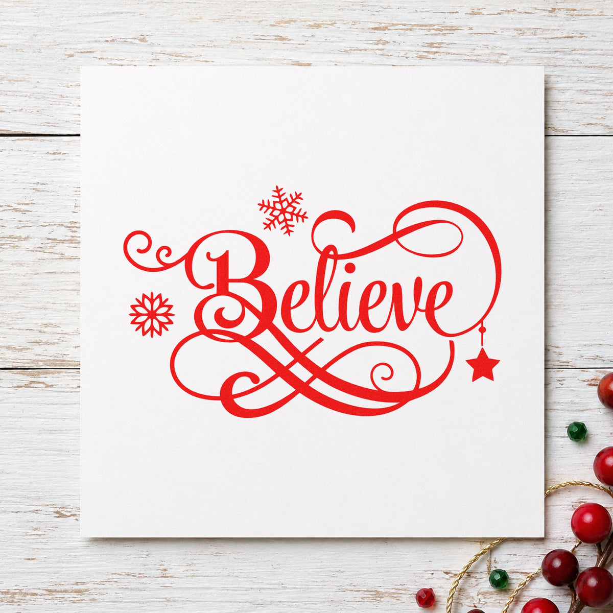 Believe Snowflakes Hanging Star Compact Pre-Inked Stamp – Slim in use 7