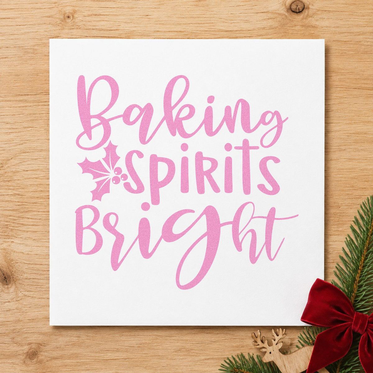Baking Spirits Bright Holly Lettering Slim Pre-Inked Stamp in use 10